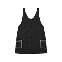 Rylee and Cru Washed Black V-Neck Overall Dress