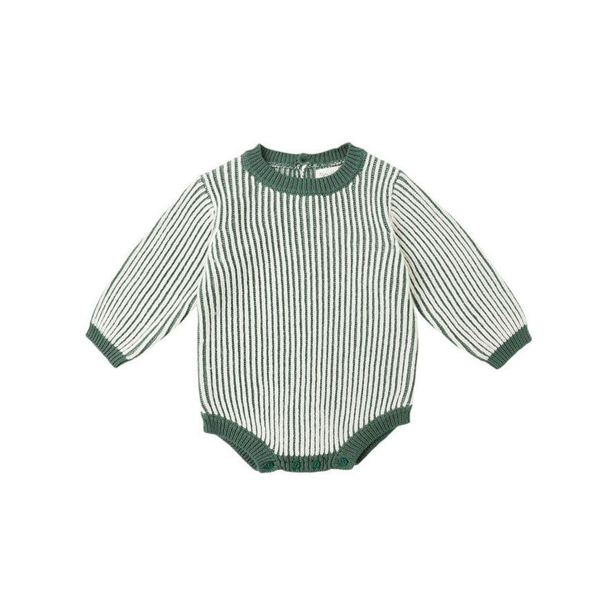 Rylee and Cru Green Stripe Haywood Romper