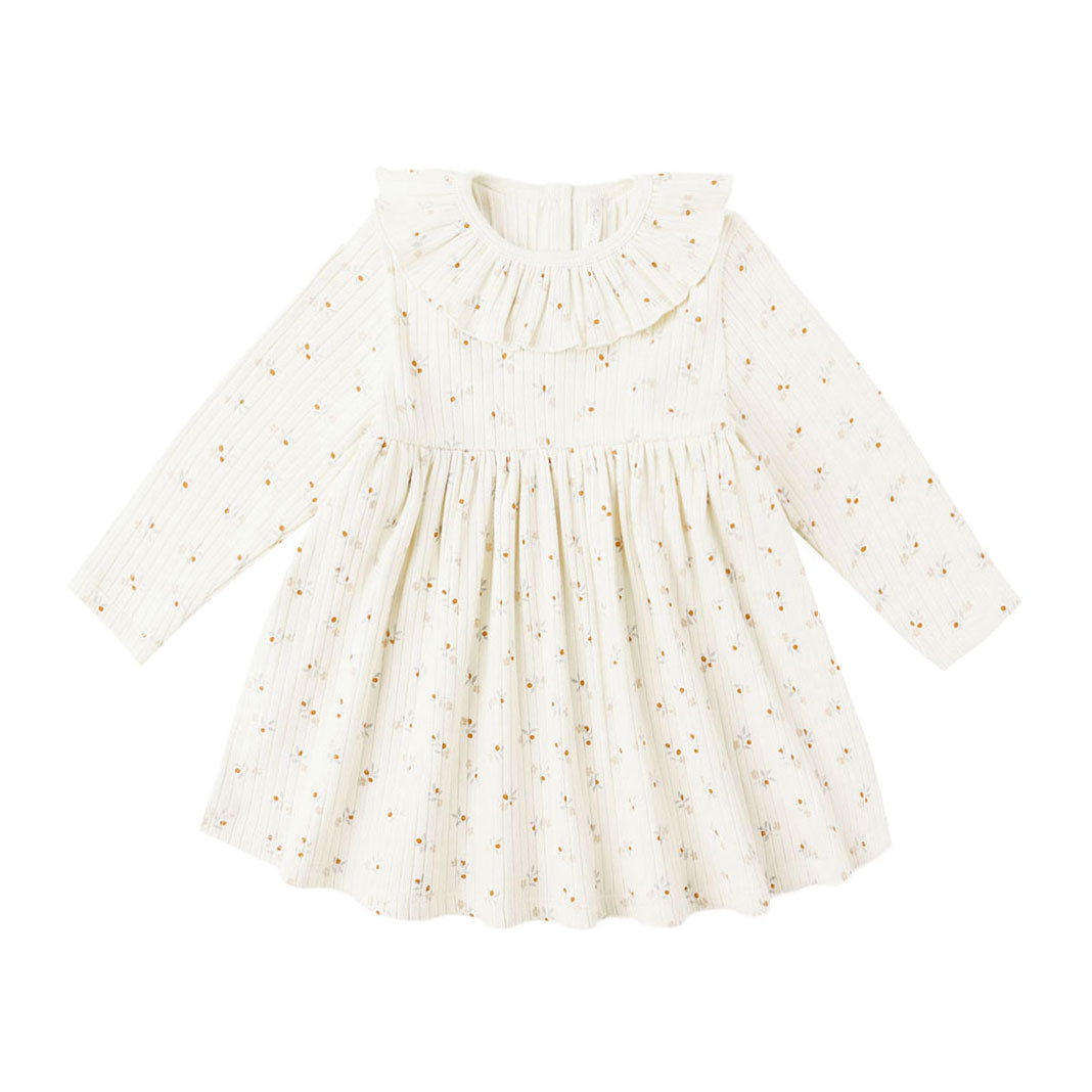 Rylee and Cru Natural Ditsy Ruffle Collar Dress