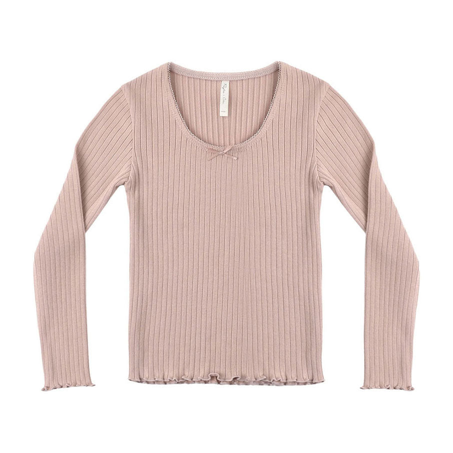 Rylee and Cru Rosewood Ribbed Long Sleeve Tee