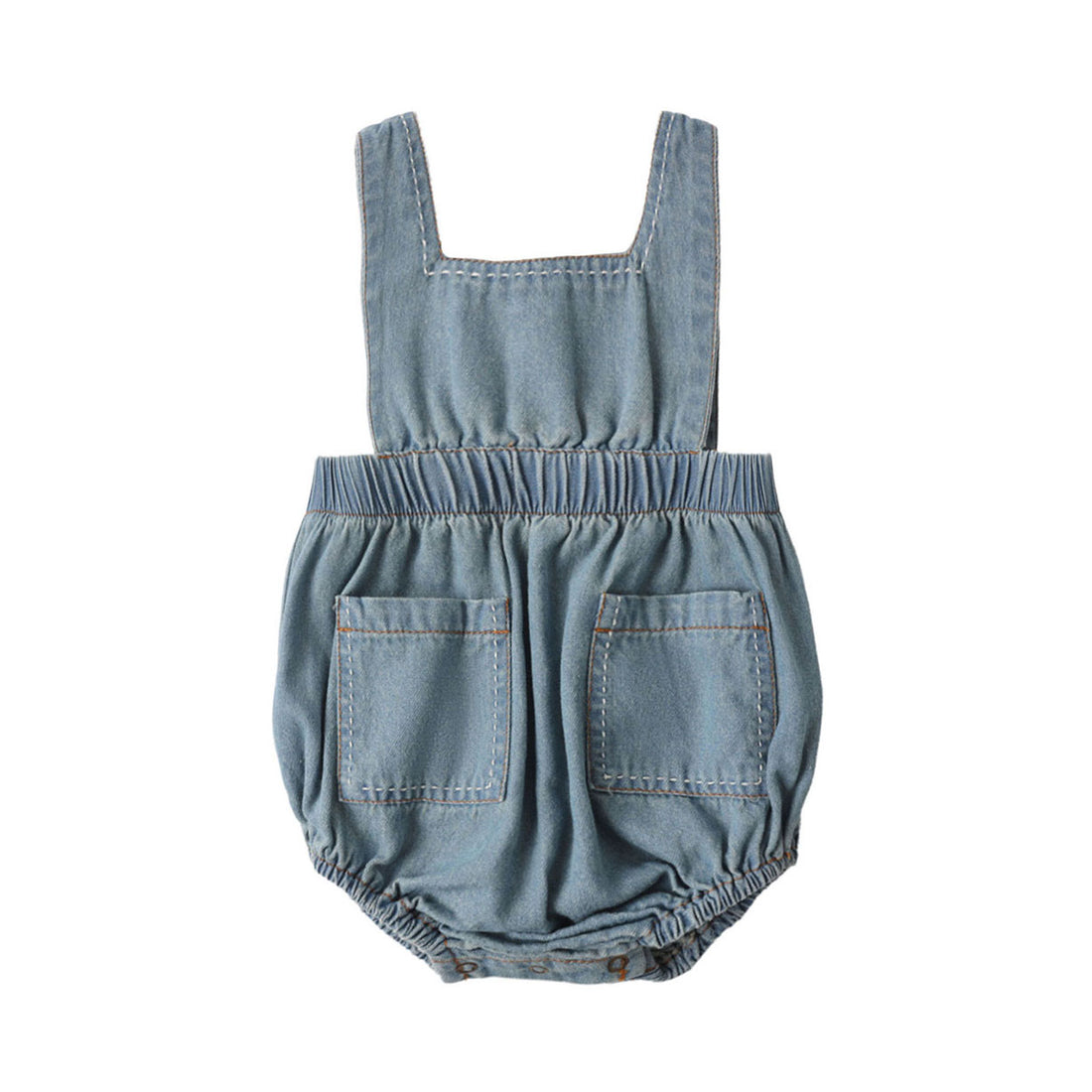 Rylee and Cru   Washed Blue Denim Romper