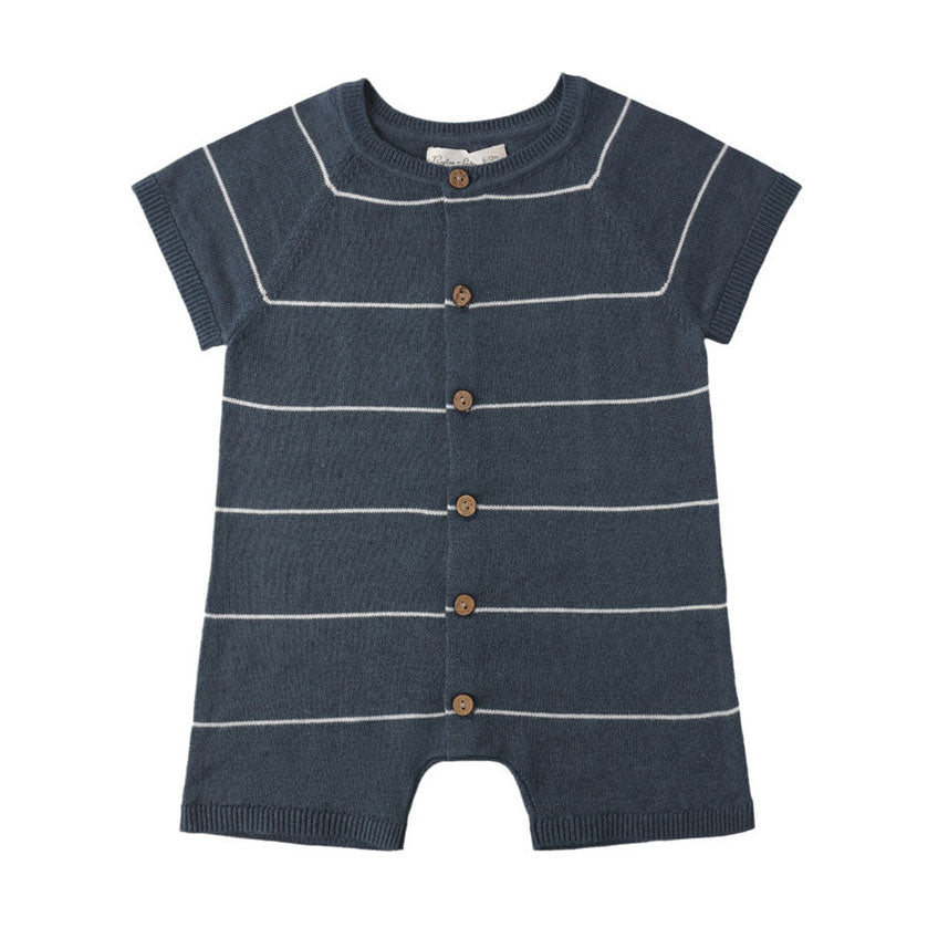 Rylee and Cru Navy Stripe Liam Knit Romper