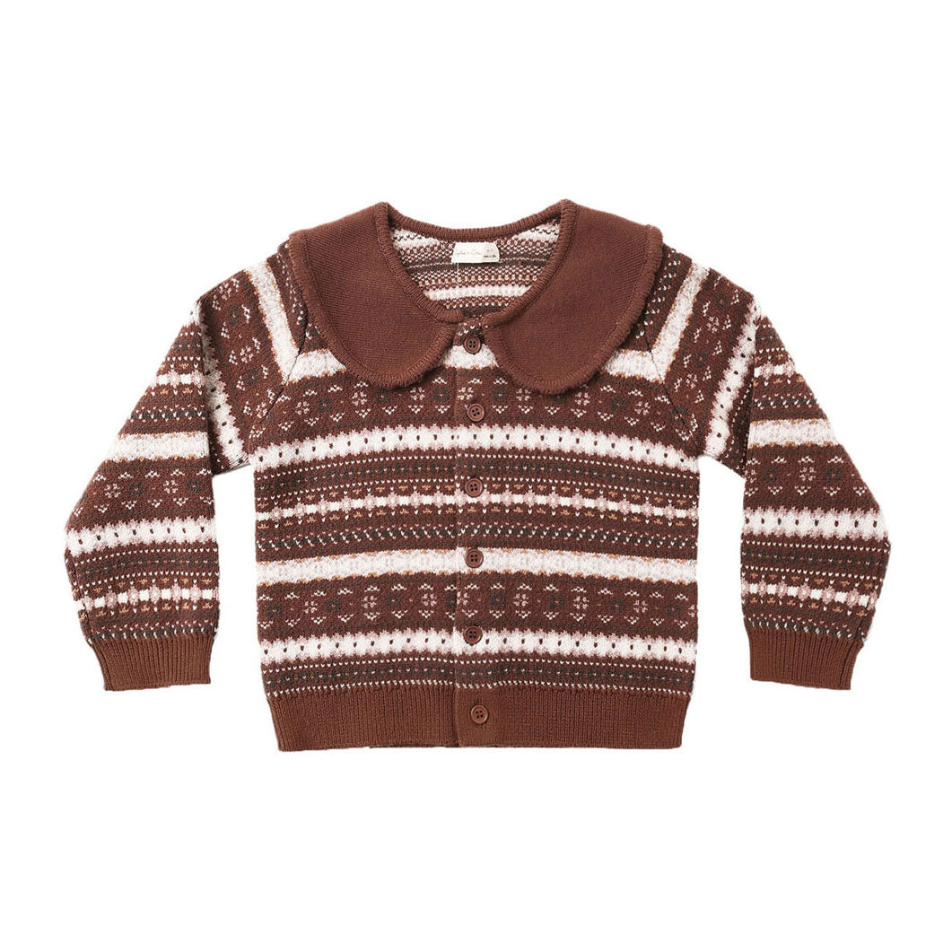 Rylee and Cru Rosewood Mulberry Stripe Fair Isle Cardigan
