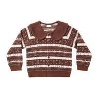 Rylee and Cru Rosewood Mulberry Stripe Fair Isle Cardigan