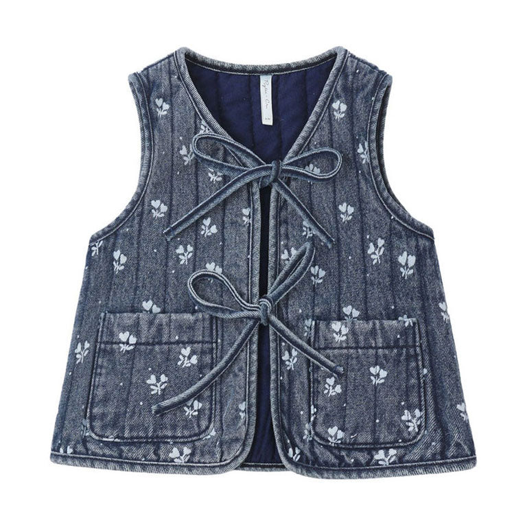 Rylee and Cru Indigo Heart Ditsy Denim Vest