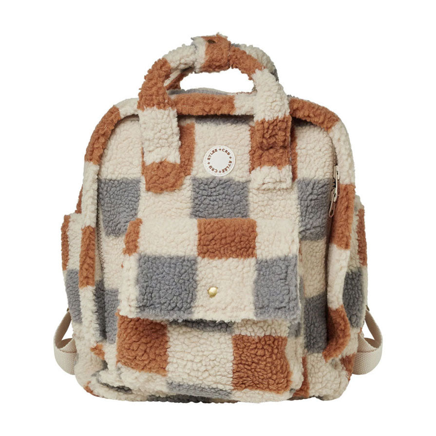 Rylee and Cru Shearling Check Mini Backpack