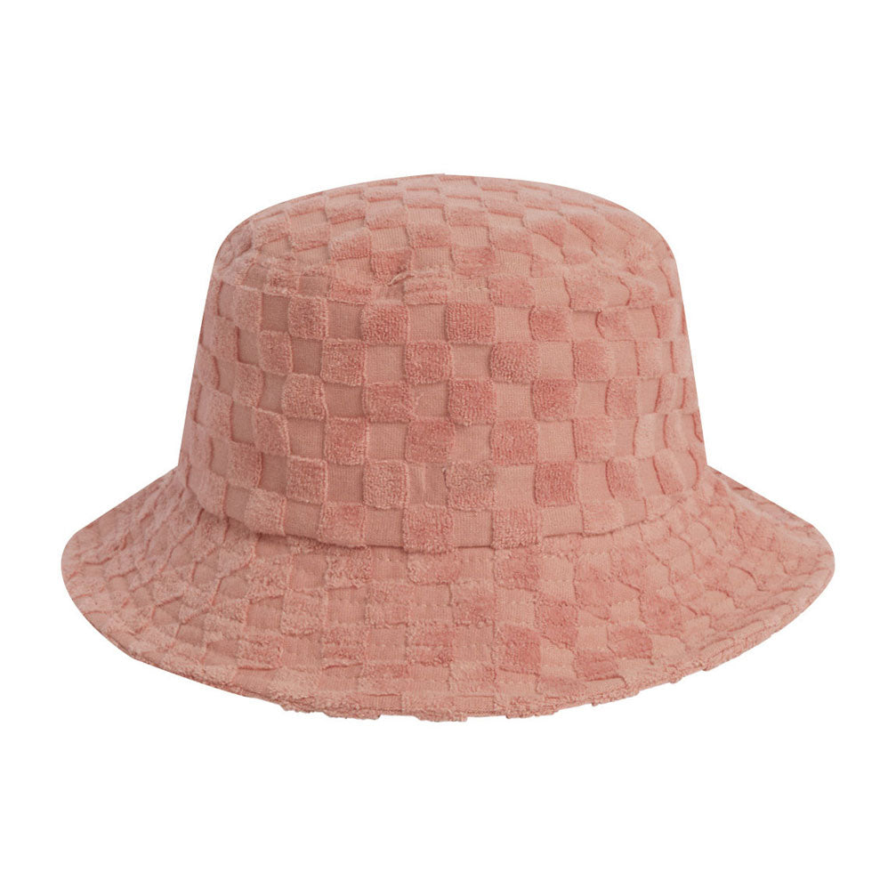 Rylee and Cru Pink Check Terry Bucket Hat