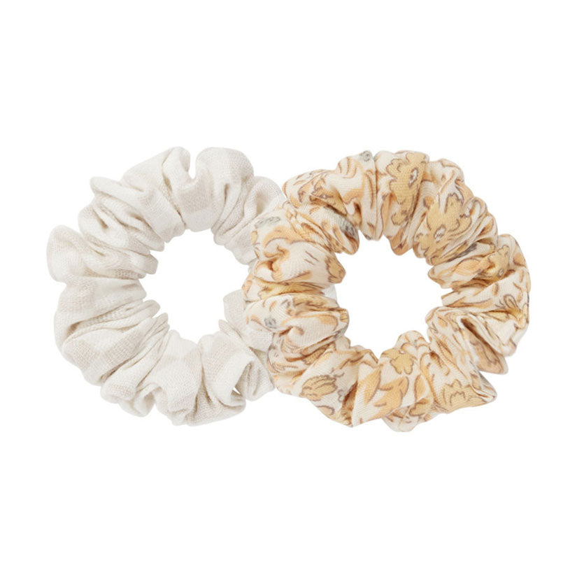 Rylee and Cru Dove Check Blossom Scrunchie Set