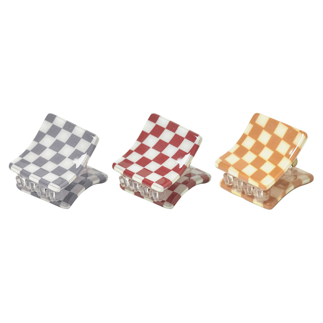 Rylee and Cru Blue, Raspberry, Melon Checker Check Clip Set