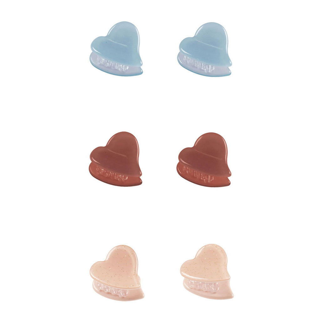 Rylee and Cru Light Blue, Poppy, Shell Heart Mini Clips