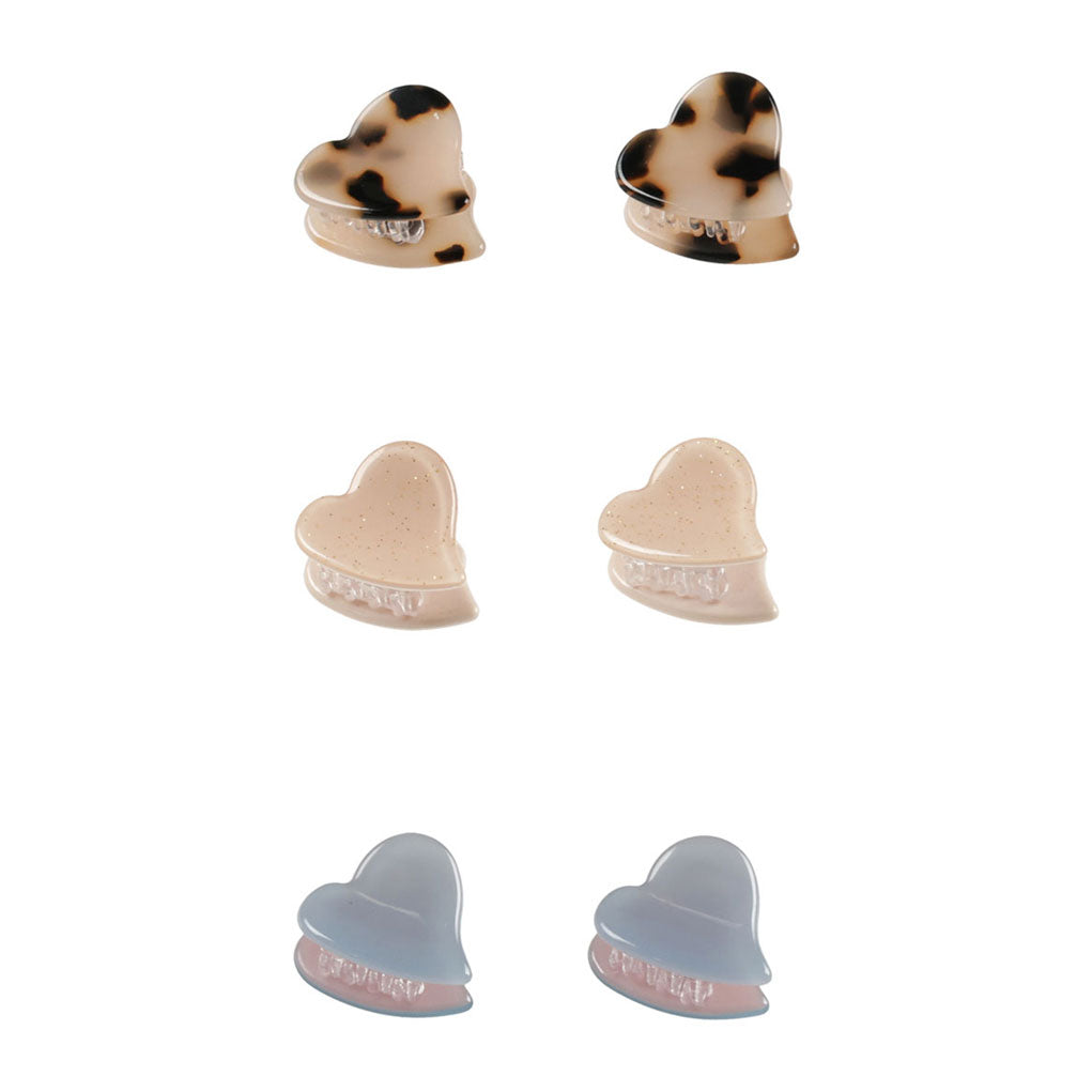 Rylee and Cru Tortoise- Dusty Blue, Shell Mini Heart Clip
