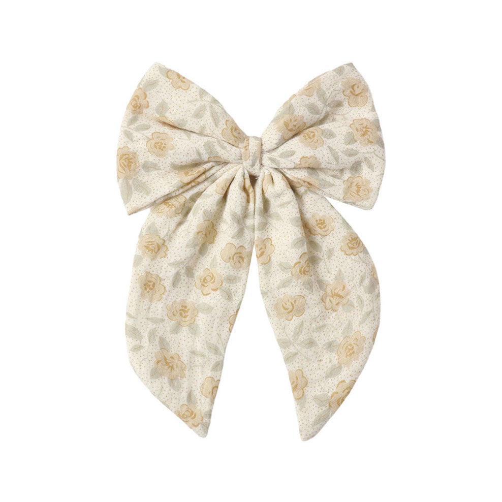 Rylee and Cru  Ivory Yellow Floral Oversized Bow