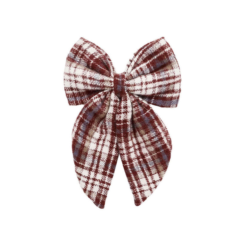 Rylee and Cru Burgundy Plaid Oversized Bow