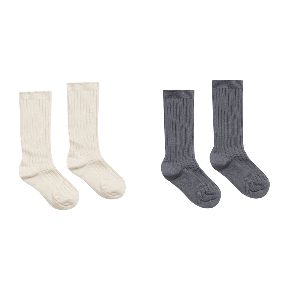 Rylee and Cru Natural- Indigo Ribbed Socks