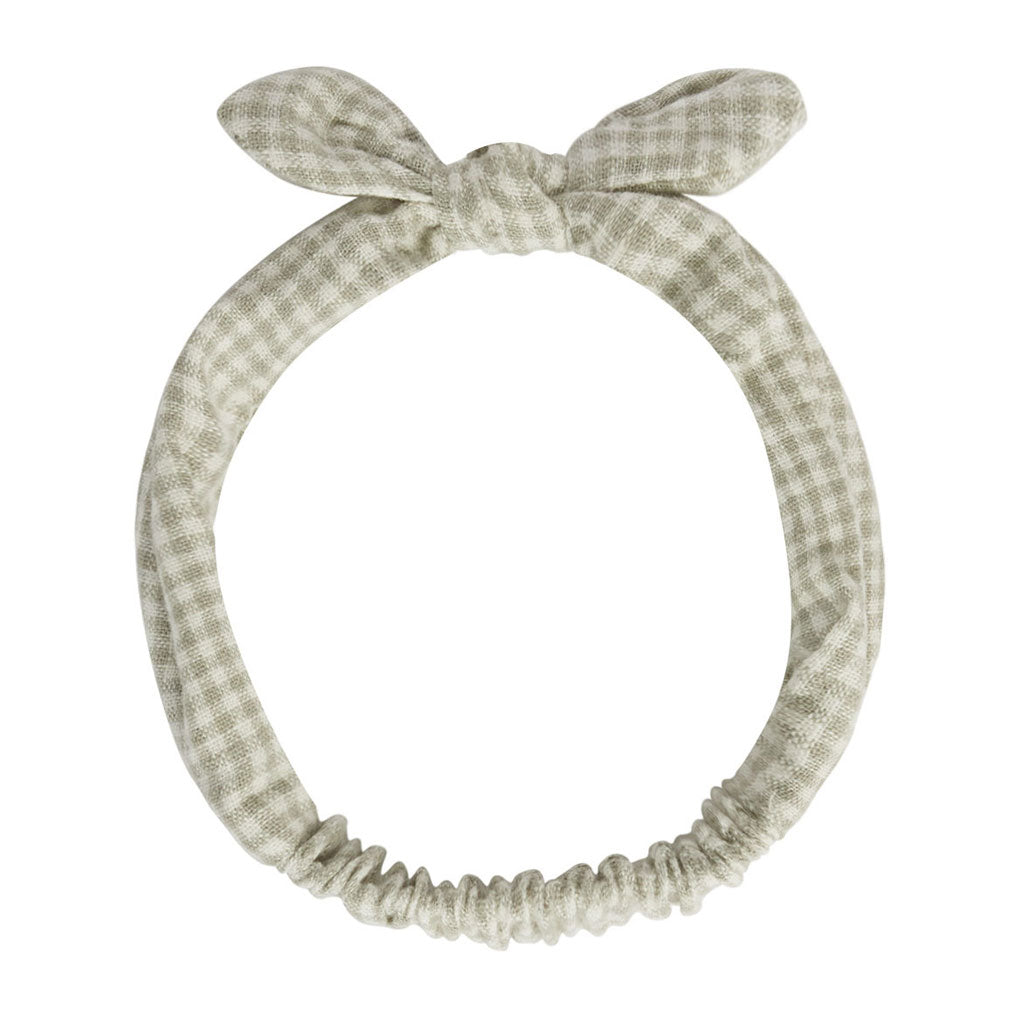 Rylee and Cru Sage-Gingham Baby Bow Headband - Sage Gingham