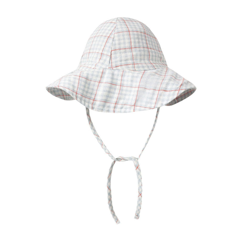Rylee and Cru Light Blue Plaid Floppy Sun Hat
