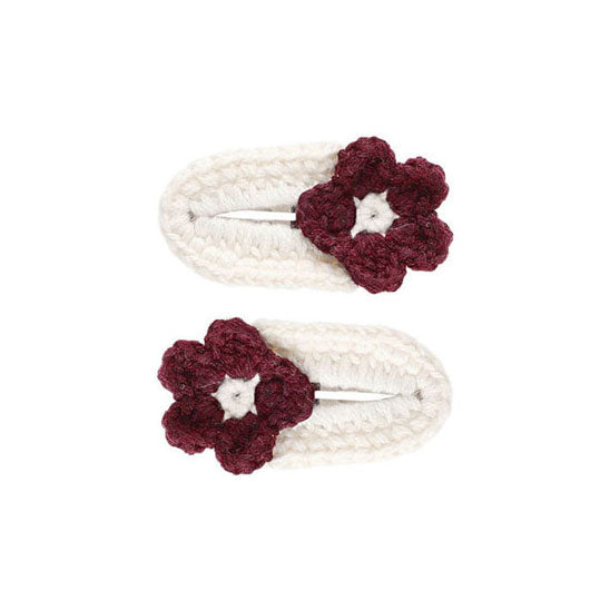 Rylee and Cru Burgundy Crochet Clips