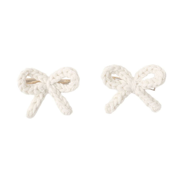 Rylee and Cru Ivory Crochet Bow Clips