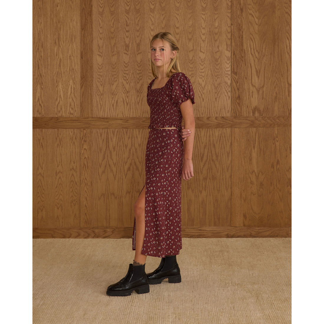 Rylee and Cru Harvest Berry Teen Midi Skirt