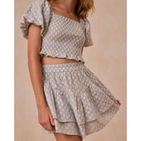 Rylee and Cru Seafoam Tiered Mini Skirt