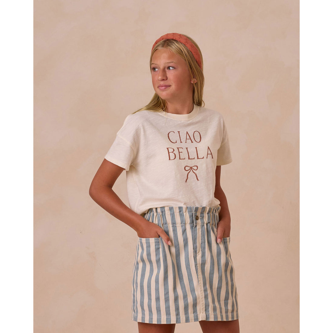 Rylee and Cru Ocean Stripe Denim Mini Skirt