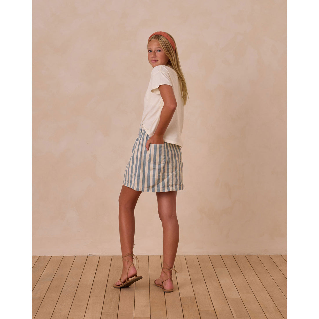 Rylee and Cru Ocean Stripe Denim Mini Skirt
