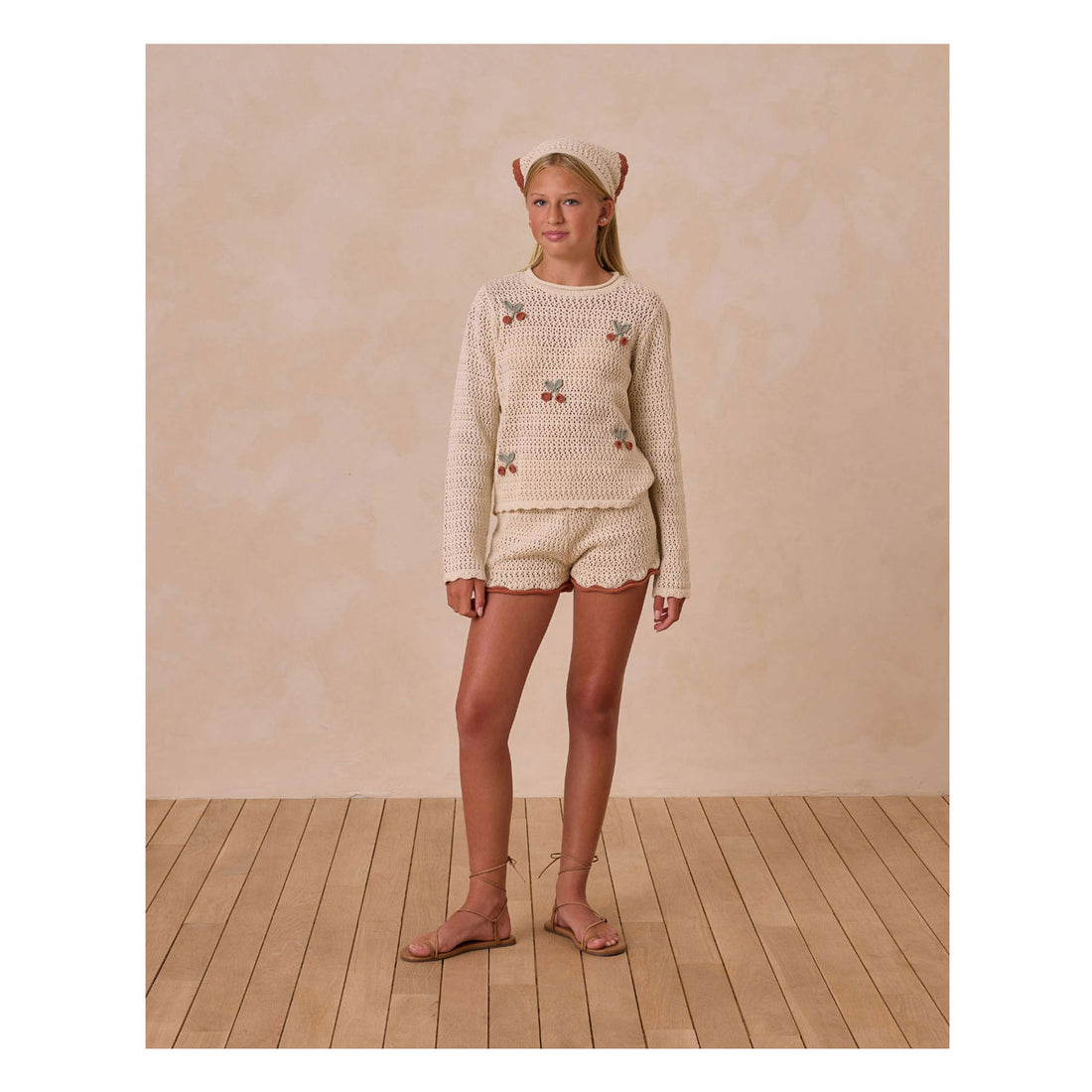 Rylee and Cru Cherries Crochet Knit Pullover