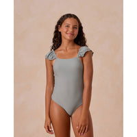 Rylee and Cru Eucalyptus Ruffle Square Neck One-Piece
