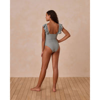 Rylee and Cru Eucalyptus Ruffle Square Neck One-Piece