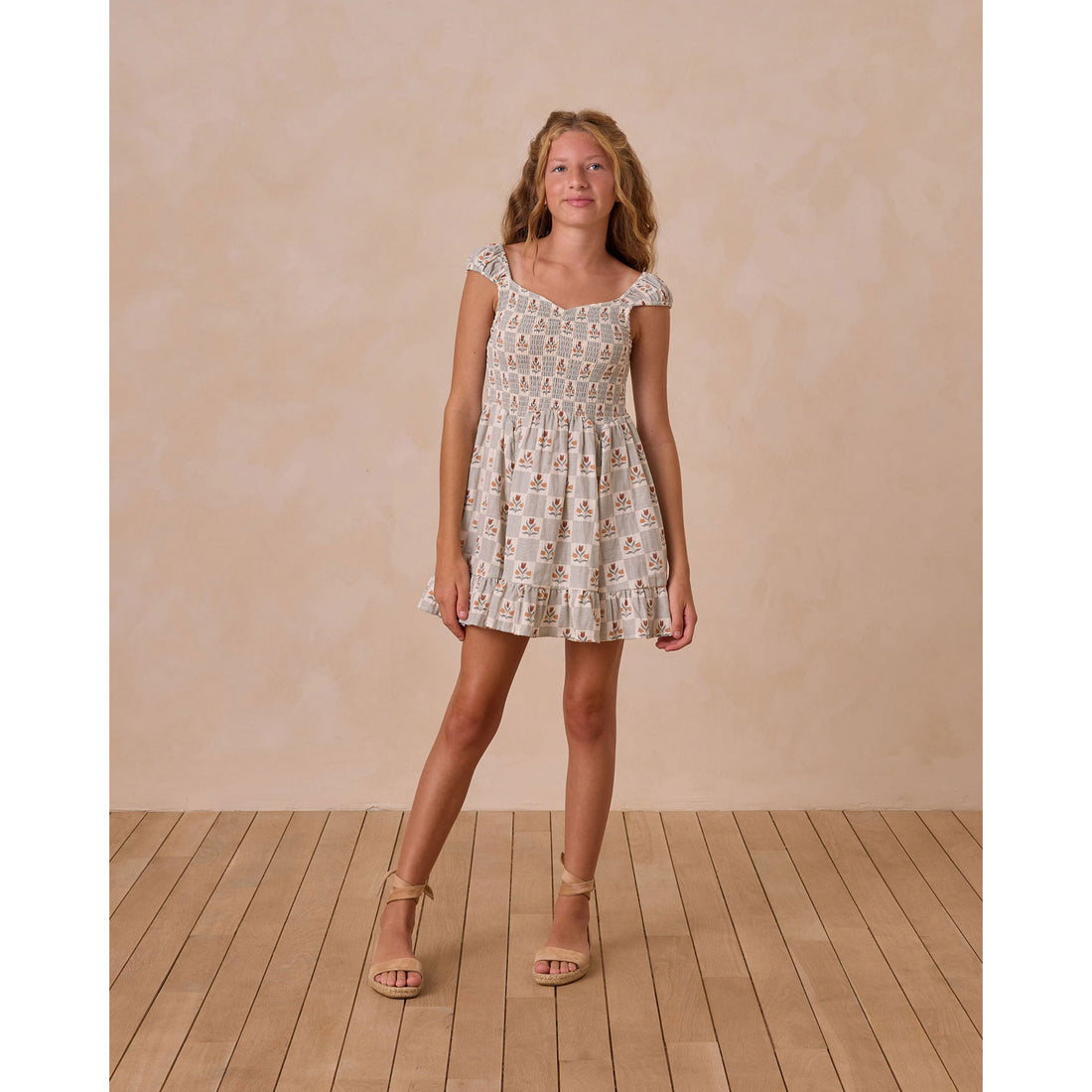 Rylee and Cru Ivory Garden Grid Kalina Dress