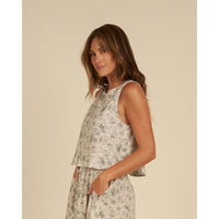 Rylee and Cru Blue Floral Oceanside Womens Top