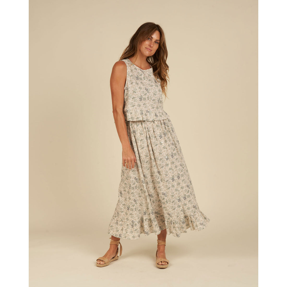 Rylee and Cru Blue Floral Oceanside  Womens Skirt