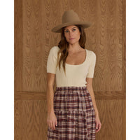 Rylee and Cru Burgundy Plaid Women Tiered Midi Skirt