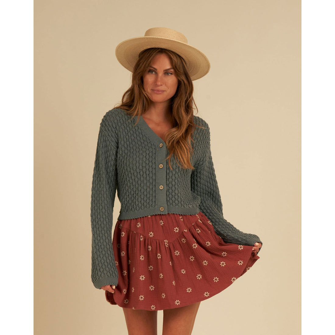 Rylee and Cru Embroidered Daisy Womens Sparrow Skirt