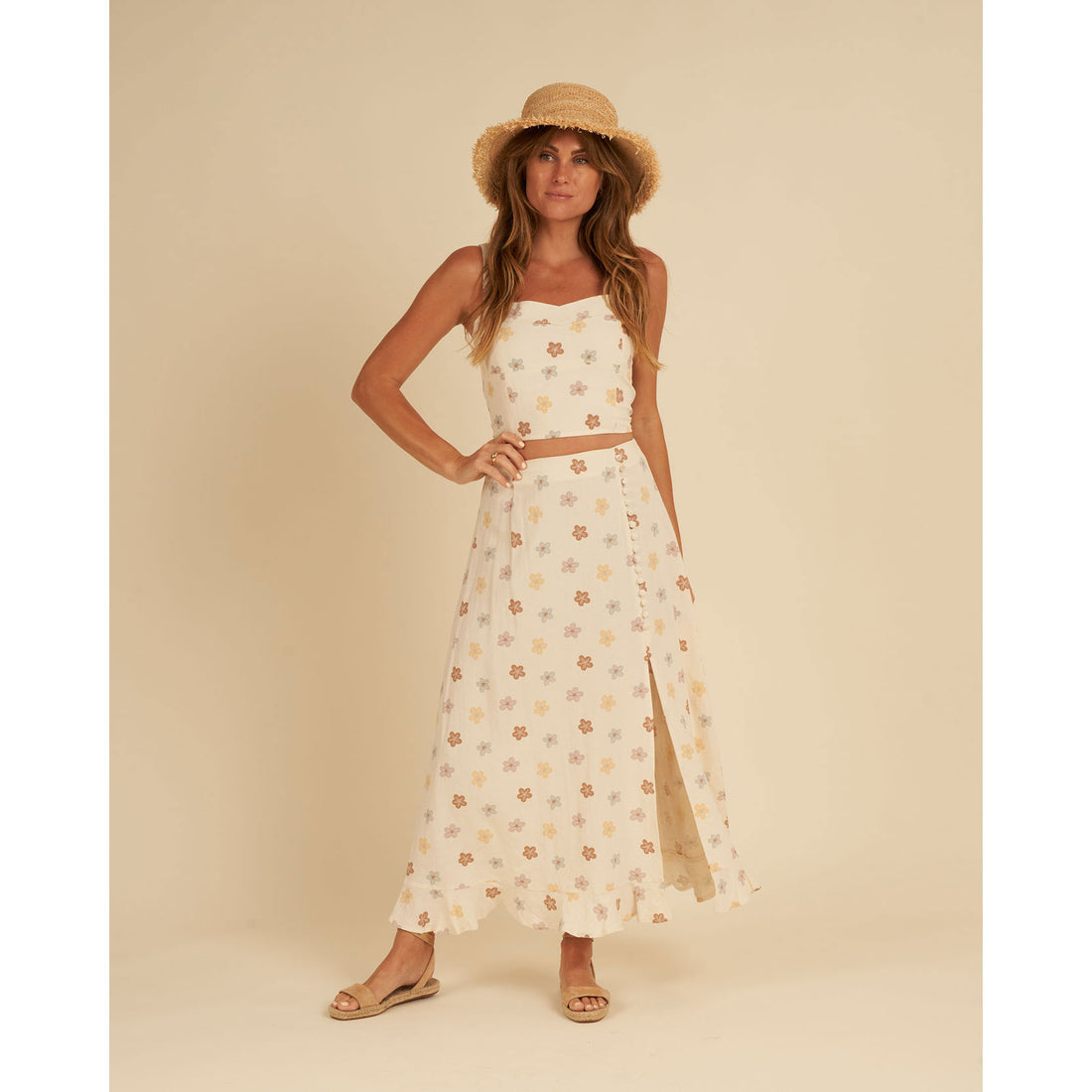 Rylee and Cru Leilani Button Slit Womens Skirt -Leilani
