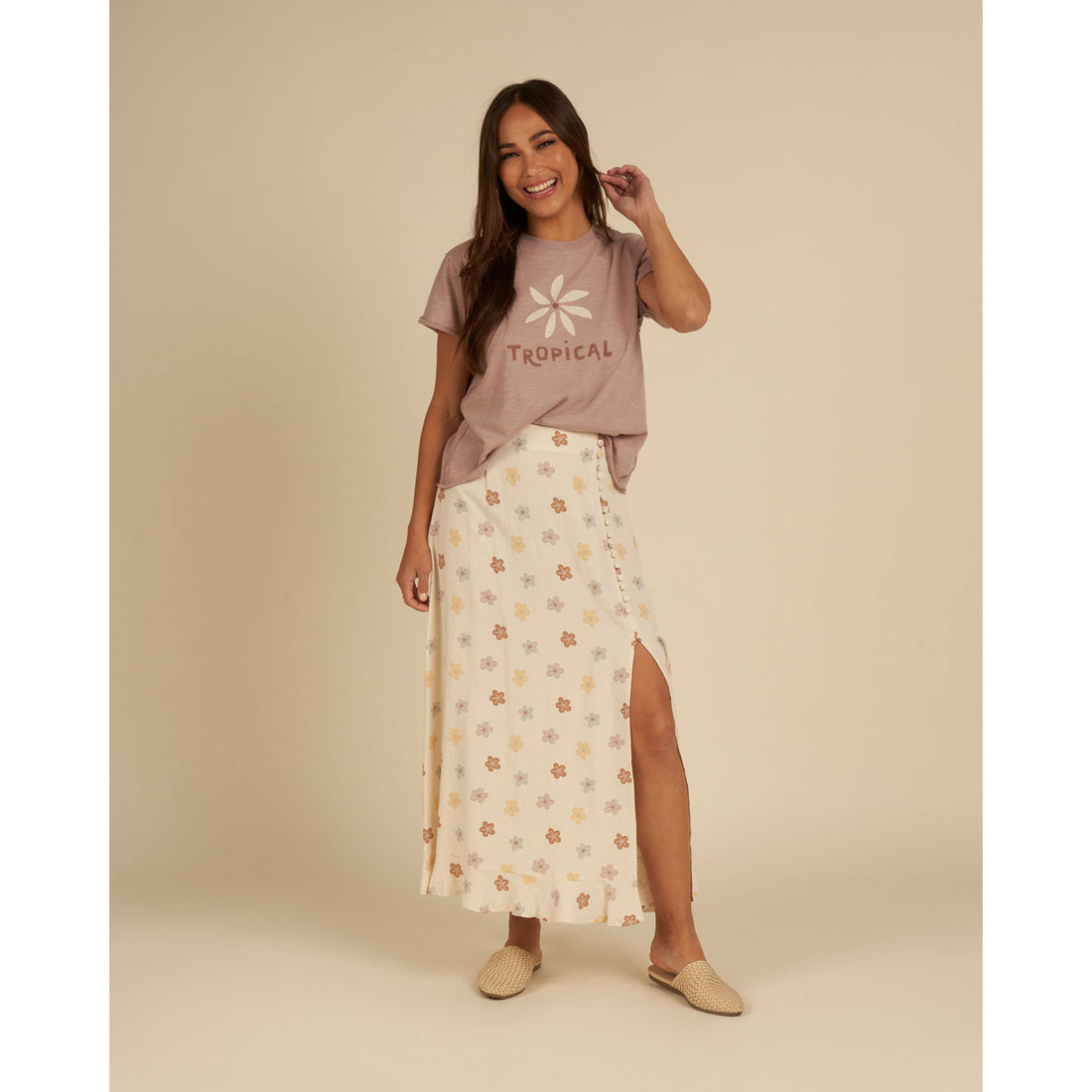 Rylee and Cru Leilani Button Slit Womens Skirt -Leilani