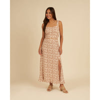 Rylee and Cru Plumeria Button Slit Womens Skirt -Plumeria