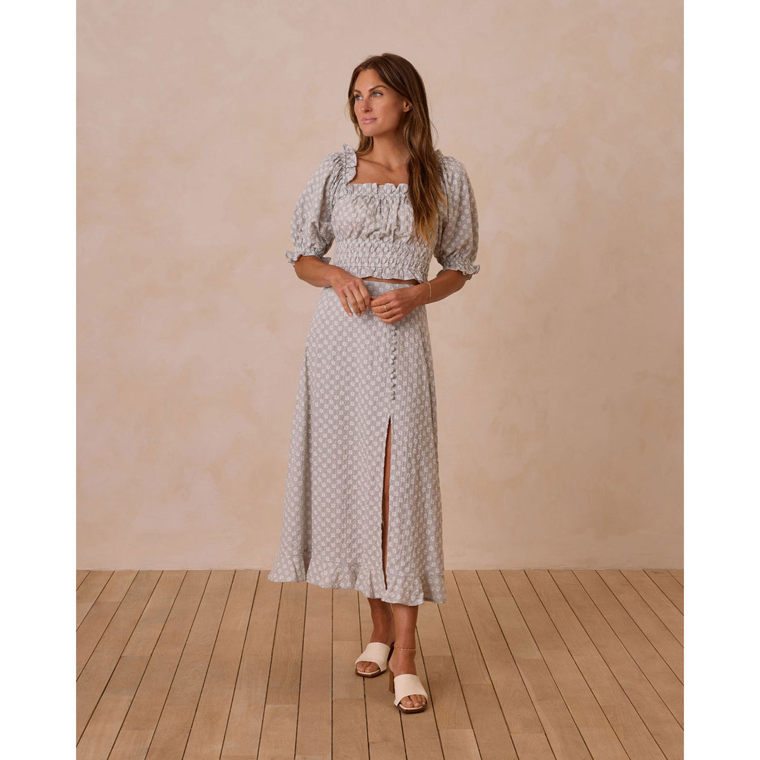 Rylee and Cru Seafoam Button Slit Women Skirt