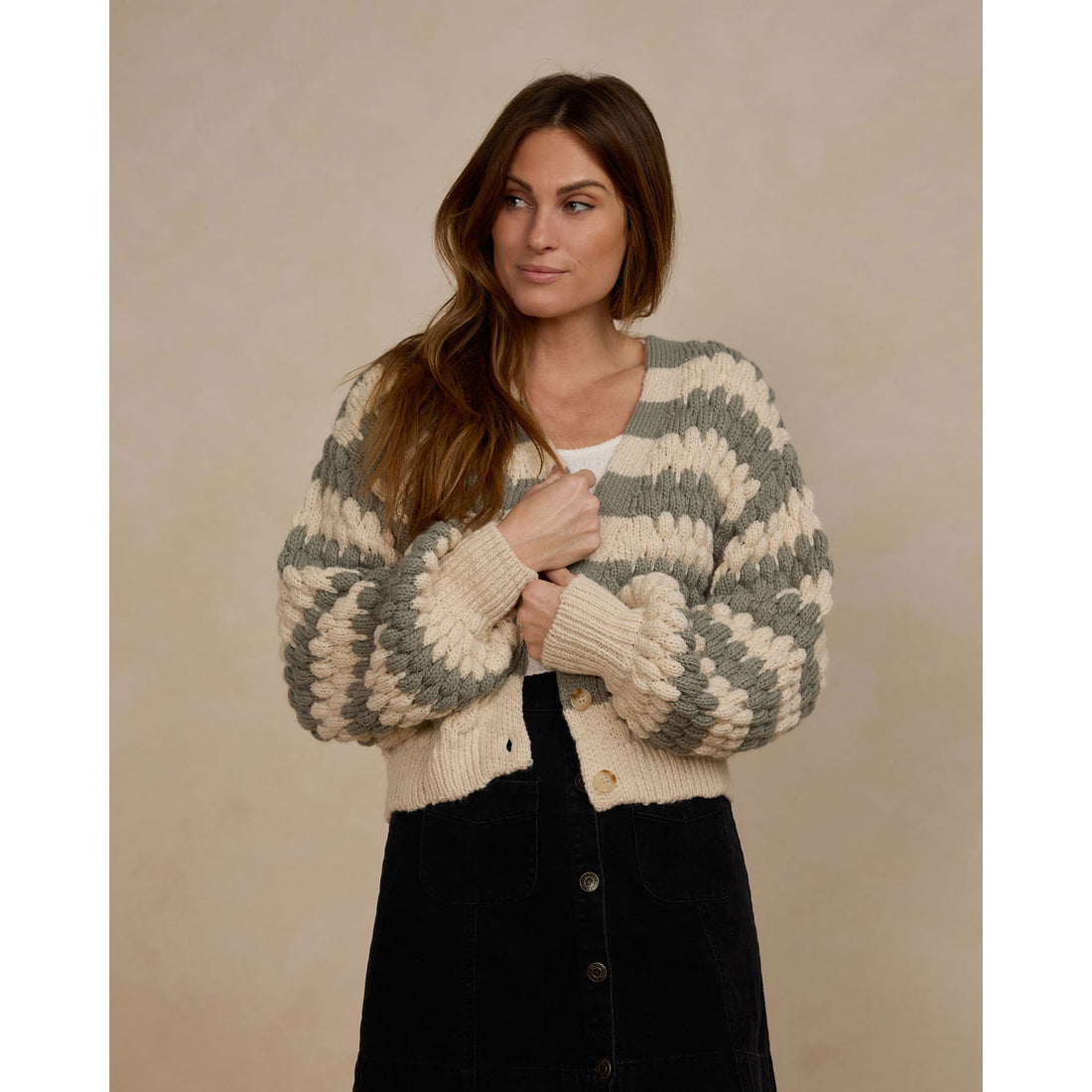 Rylee and Cru Laurel Stripe Boxy Crop Women Cardigan