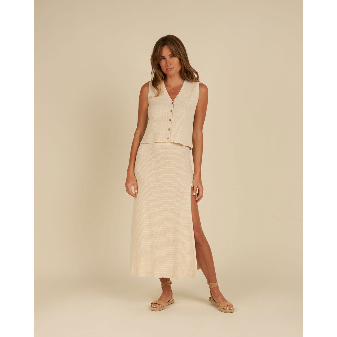 Rylee and Cru Natural Knit Midi Womens Skirt