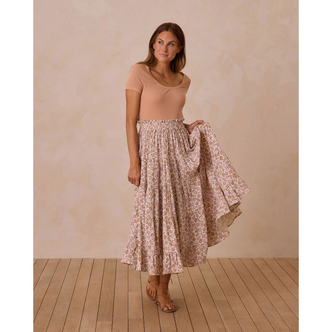 Rylee and Cru Ivory Wildflower Women Maxi Skirt