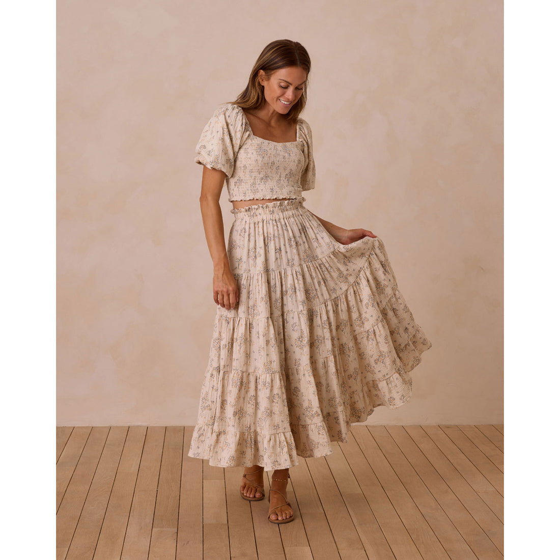 Rylee and Cru Natural Citrus Grove Women Maxi Skirt