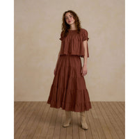 Rylee and Cru Brick Ruffle Tiered Midi Women Skirt