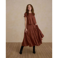 Rylee and Cru Brick Ruffle Tiered Midi Women Skirt