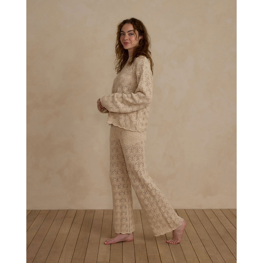 Rylee and Cru Natural Chrochet Knit Women Pullover