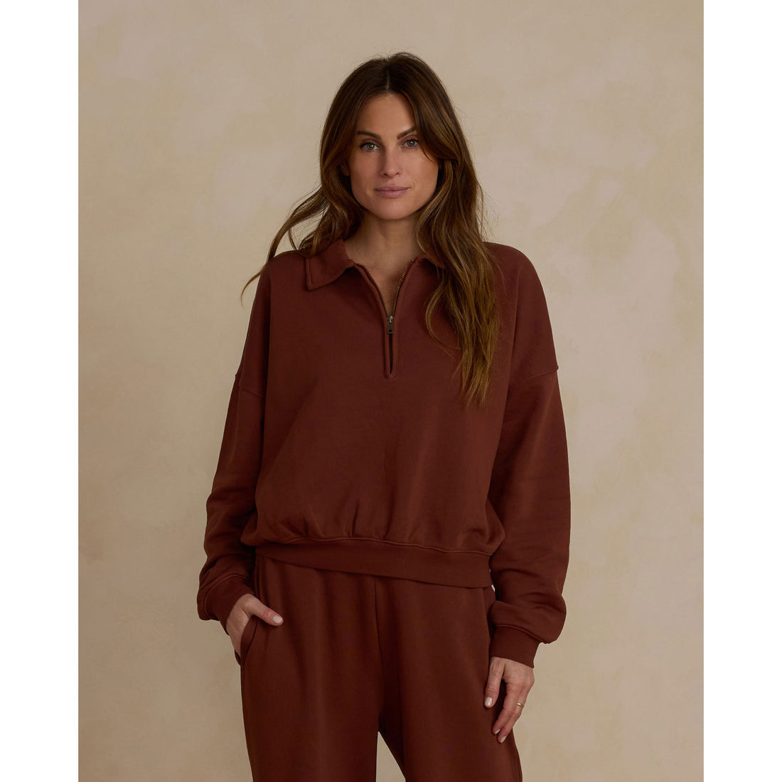 Rylee and Cru Brick Quarter Zip Women Pullover