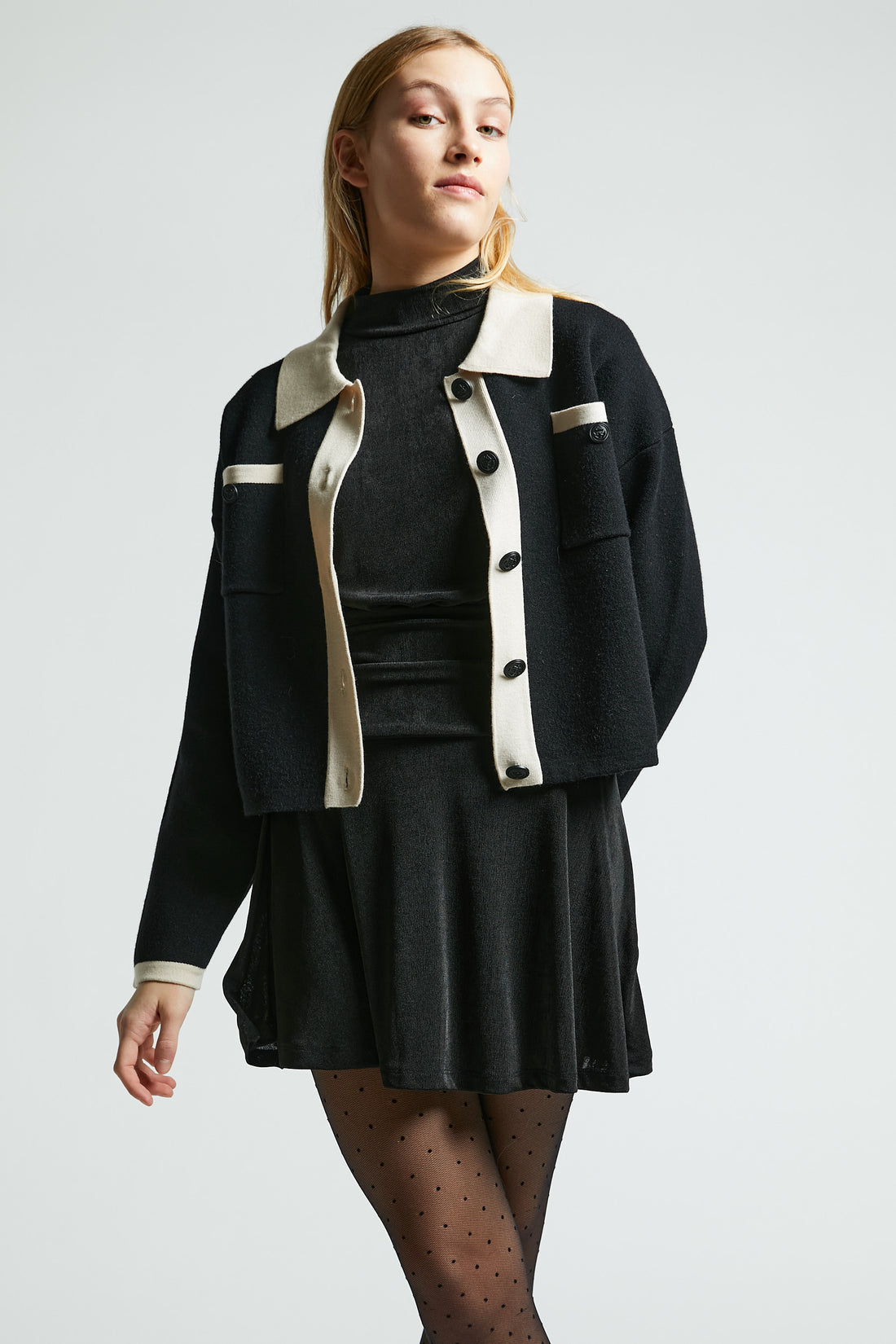 Indee Black Polo Knit Cardigan