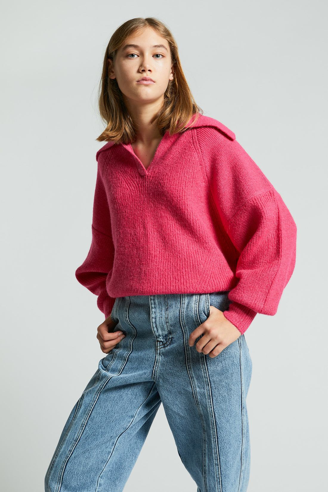 Indee Fushia Polo Knit Sweater