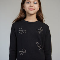 Autumn Cashmere Black Rhinestone Bow Sweater