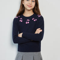 Autumn Cashmere Navy Cherry Jacquard Sweater